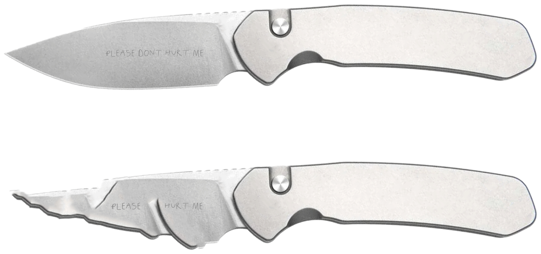 Please Don't Hurt Me / Please Hurt Me: das intakte und das gebrochene Messer
