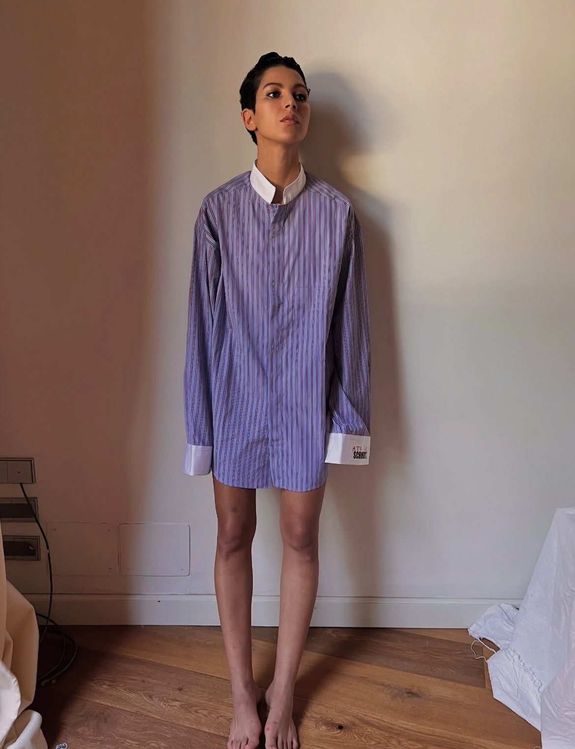 Atelier Schmidt shirt, limited to 25: oversized white shirt worn open