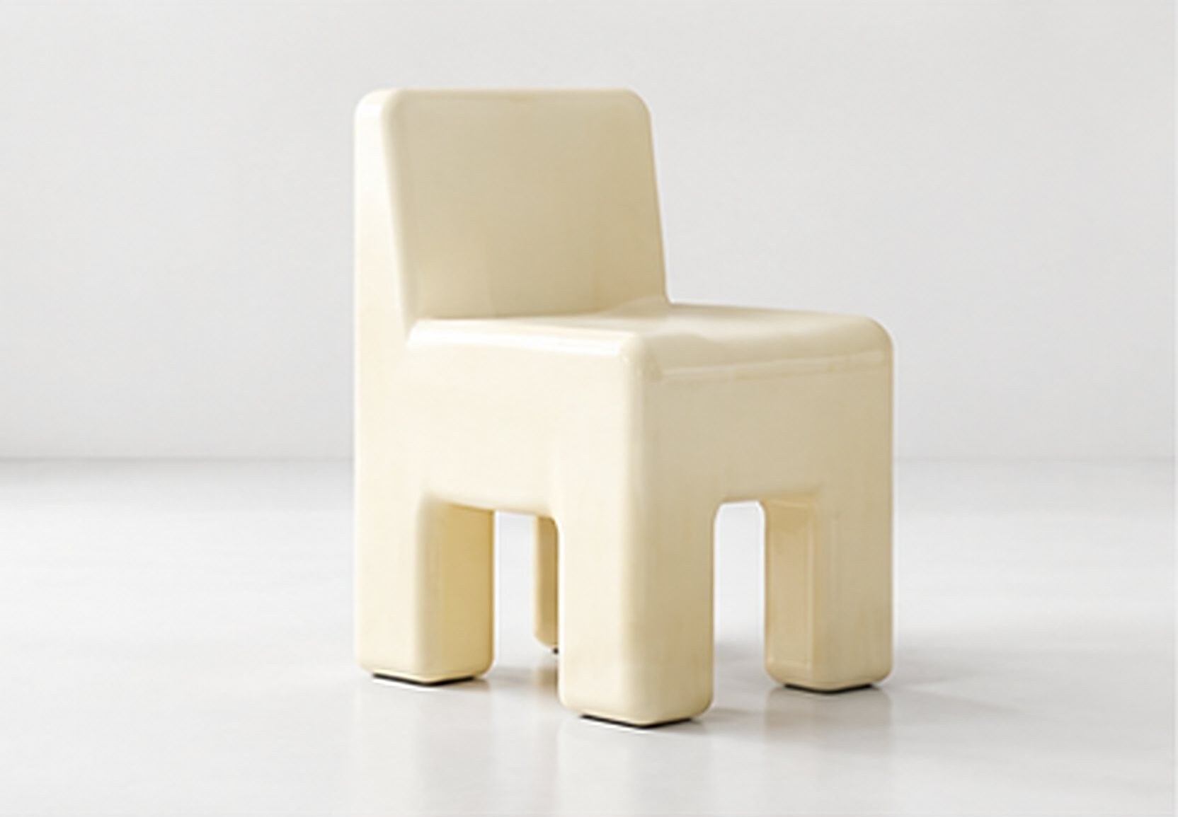 Butter Chair: monolithischer buttergelber Stuhl, Perspektive