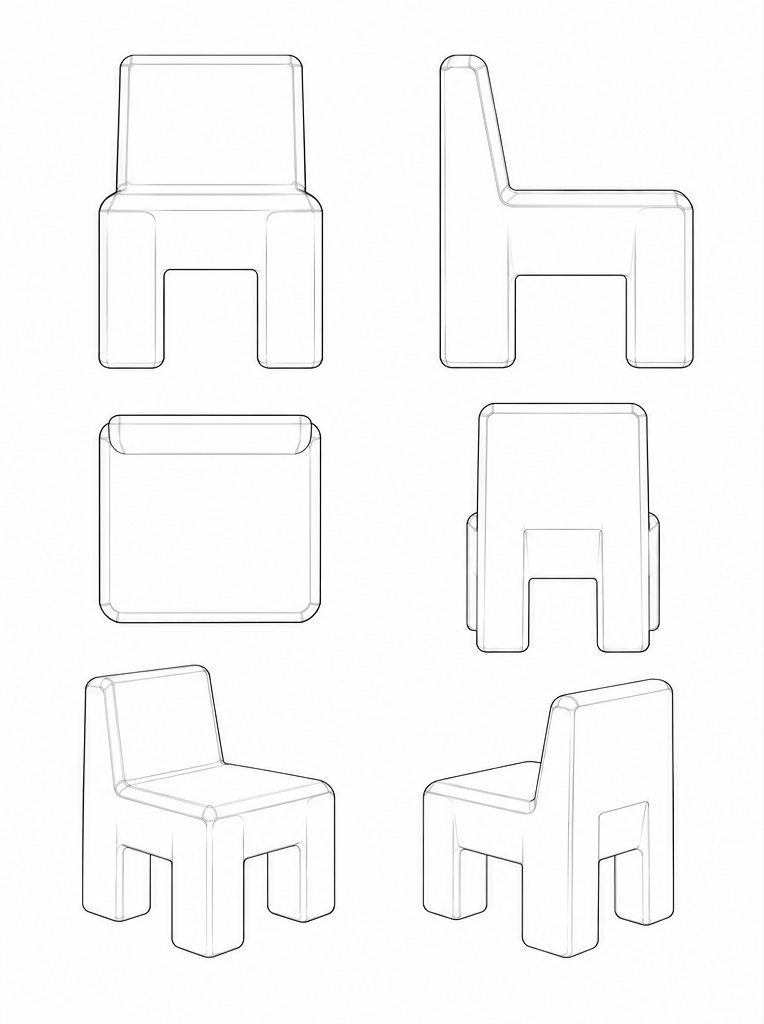 Butter Chair: technische Zeichnung