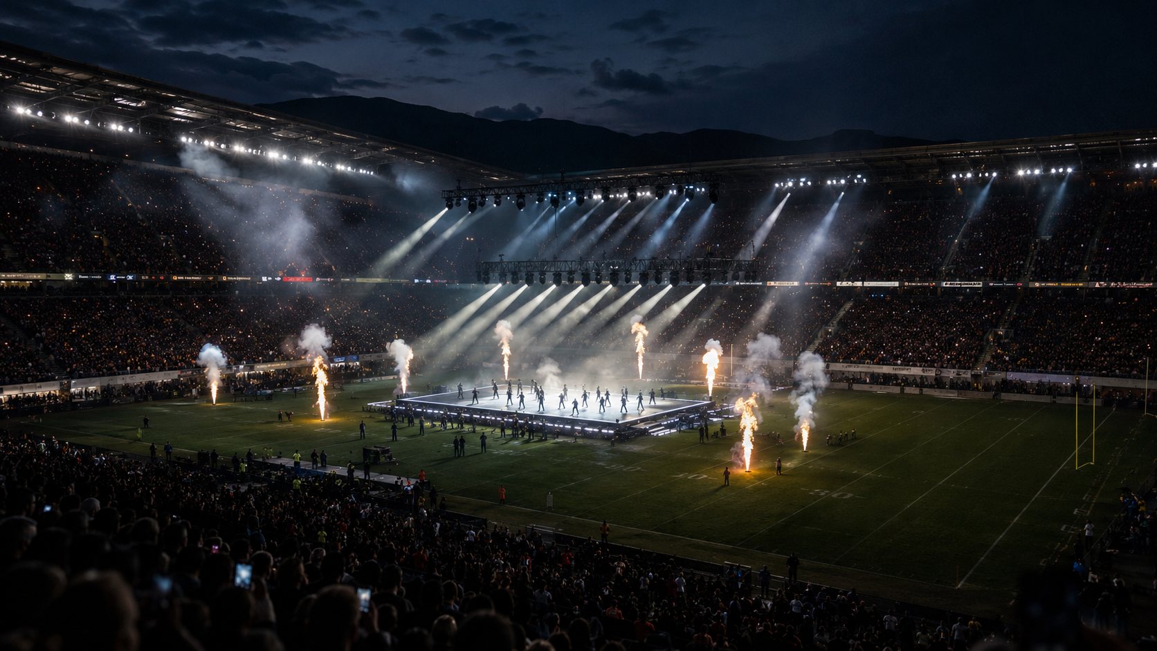 ELF Halftime Show: pyrotechnics over the live stage