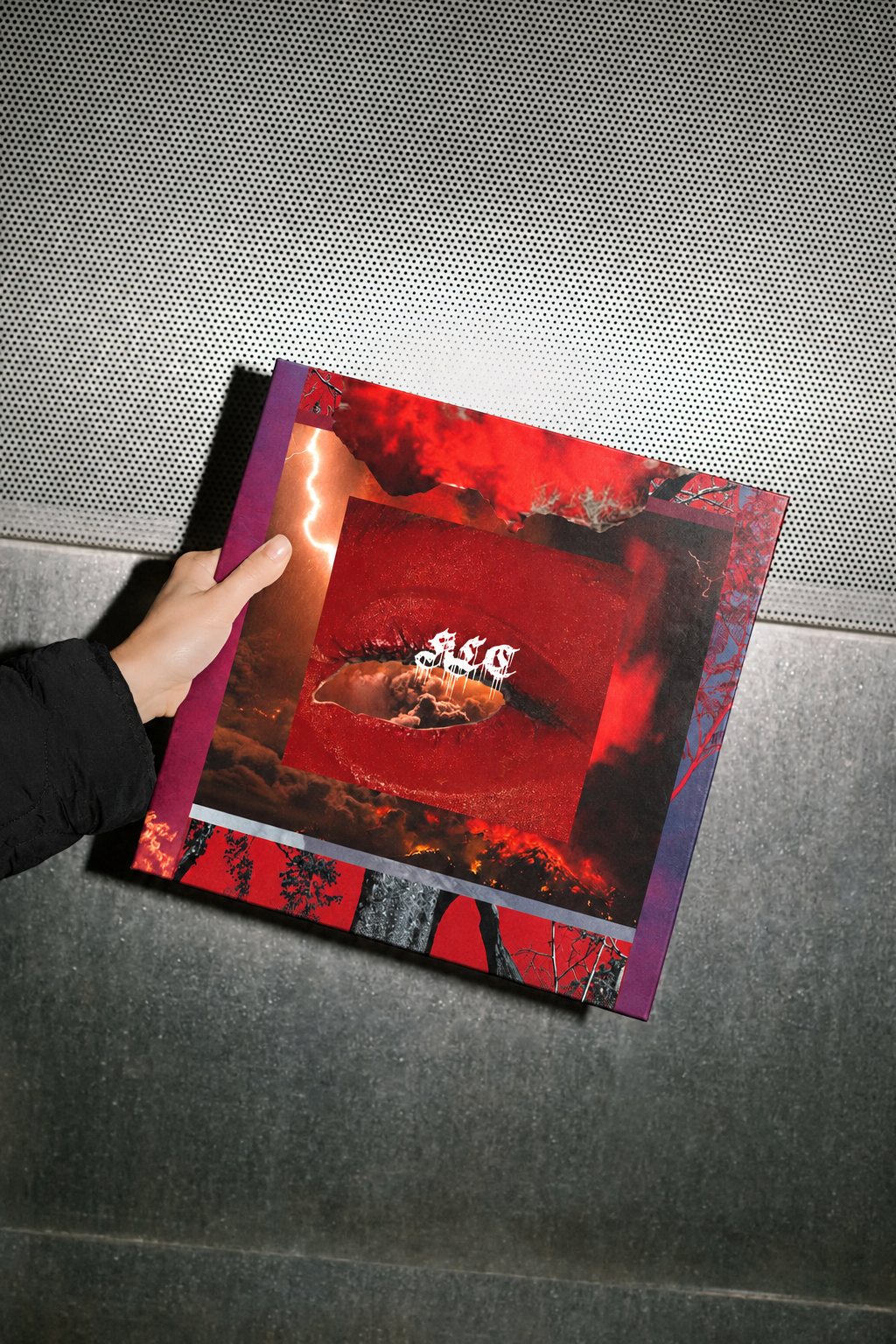 Kalte Liebe album: red vinyl sleeve held in a hand