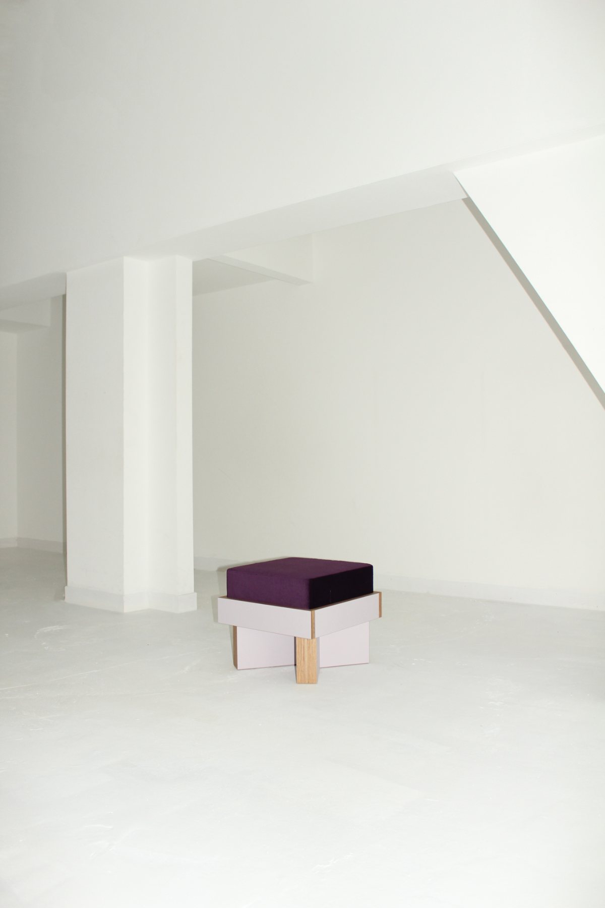 Lilac stool in an interior