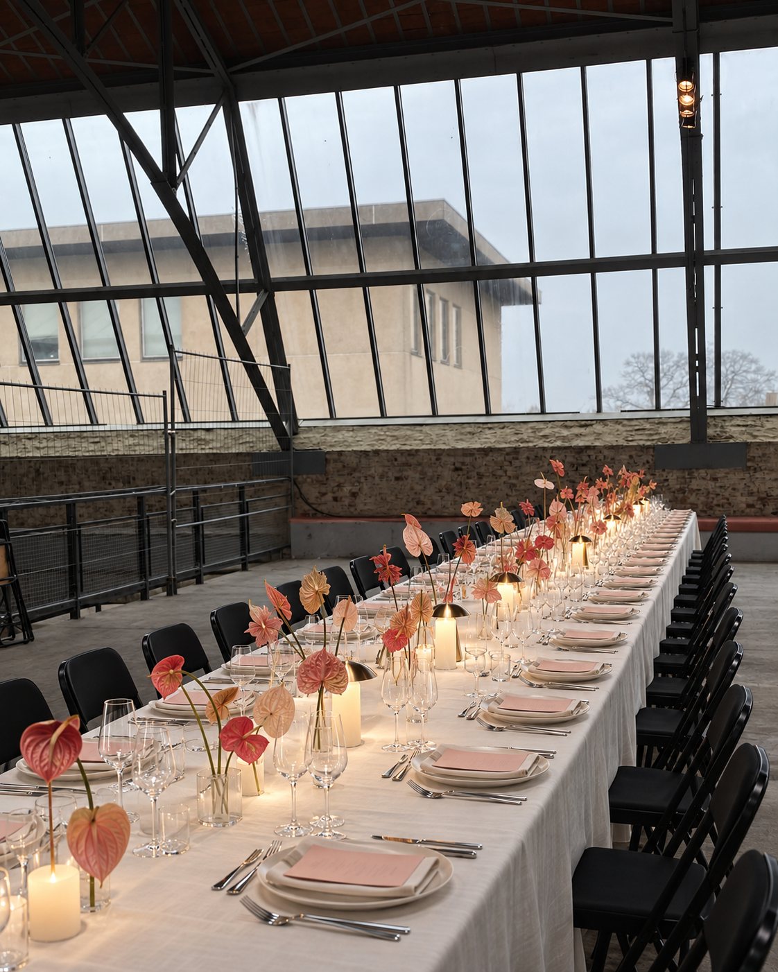 Ritual Table: long dining table in a hall, immersive spatial concept