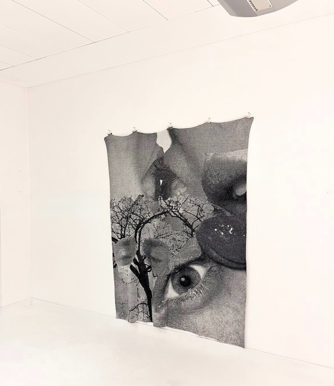 Woven Sheets: installation view, sheet 200 × 180 cm